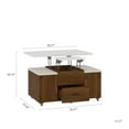 thumbnail image 3 of Modern Lift-Up Coffee Table with 4 Stools Set, Expandable Center Table with Hidden Storage and Drawers, Folding Dining Table for Living Room Apartment, Space Saving, Brown, 3 of 6