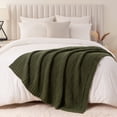 thumbnail image 2 of Battilo Olive Green Knit Throw Blanket for Couch Sofa, Soft Cozy Lightweight Chenille Blanket, 50"x60", 2 of 8