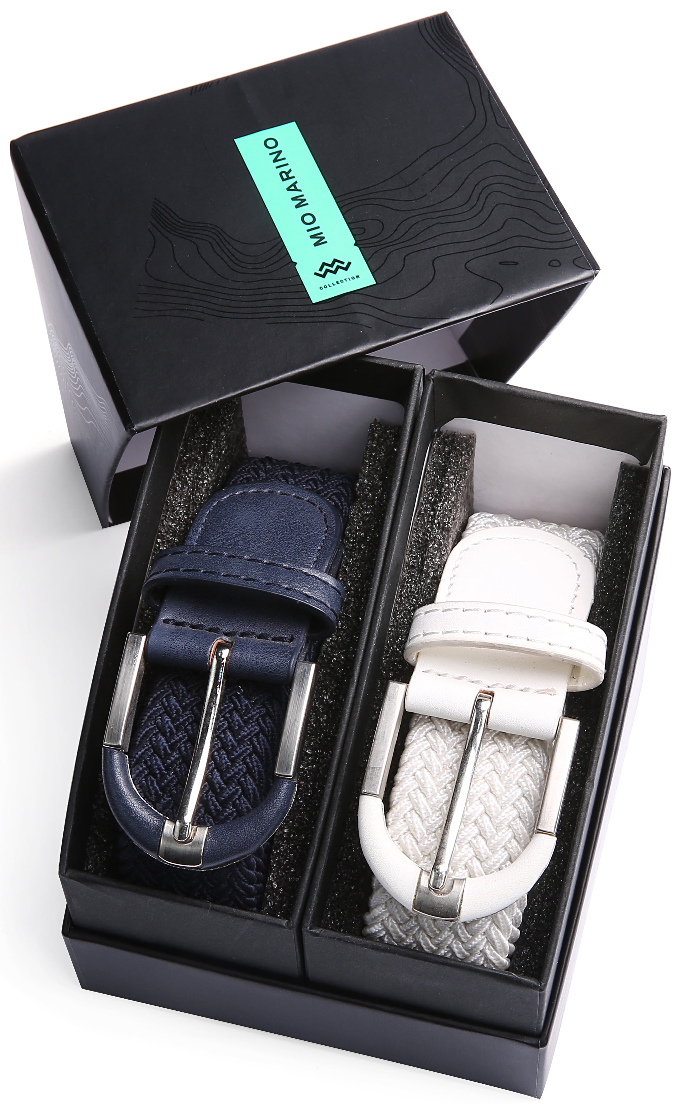Mio Marino Braided Stretch Belt - Fabric Woven Belt - Casual Weave Elastic Belt for Men and Women