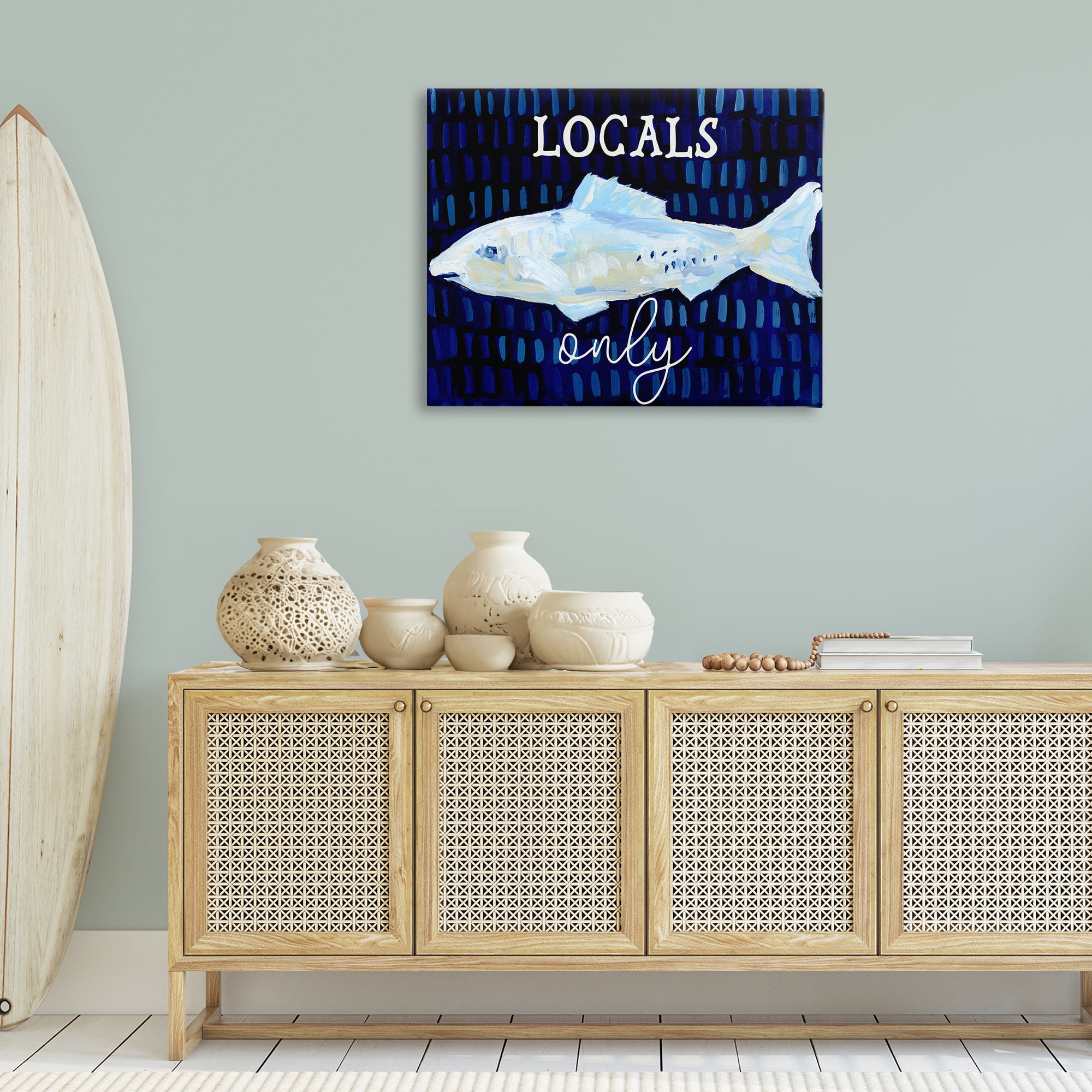 Stupell Industries Locals Only with Fish Animals & Insects Painting Gallery Wrapped Canvas Art Print Wall Art, 40 x 30