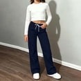 thumbnail image 6 of Dagugfen Cargo Pants for Girls Boys Loose Fitted Elastic Waist Full Length Pants with Multi Pockets(7-8 Years,Navy), 6 of 9