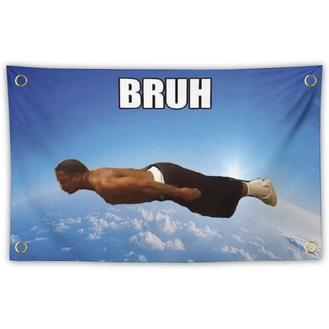 Tapiz BRUH Meme Flying Man para decoración de habitación, 100 x 150 cm, poliéster