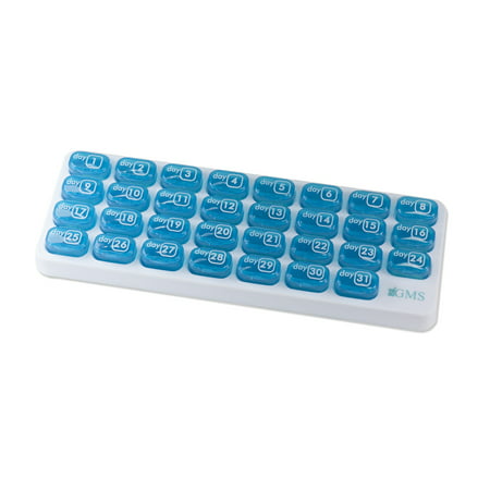 31 Day Monthly Pill Organizer Tray with Daily Pop-Out