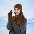 thumbnail image 3 of Fenny Beanie for Men Cozy 3 in 1 Women's Scarves & Wraps Touchscreen Winter Gloves Women Fall Fashion Scarf Brown, 3 of 4