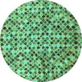 thumbnail image 1 of Ahgly Company Machine Washable Indoor Round Abstract Turquoise Blue Modern Area Rugs, 3' Round, 1 of 4