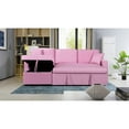 thumbnail image 3 of Lilola Home Paisley Linen Fabric Reversible Sleeper Sectional Sofa with Storage Chaise-Color:Pink, 3 of 7
