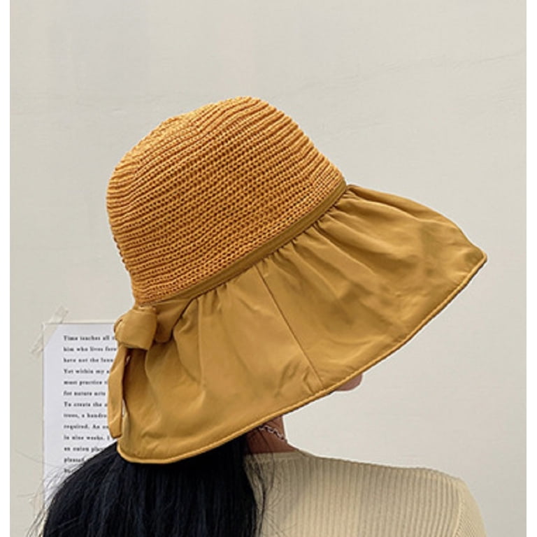 Women Foldable Summer Wide Brim Packable Sun Hat Travel Straw Fedora Hat Khaki1 Womens Sun Hats Wide Brim Summer Beach Hat for Women  main image 3