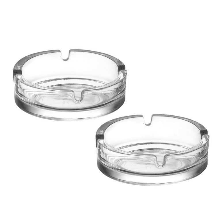 Ash Tray Sets for Cigarettes, Clear Glass Ashtray Set 0f 2, Round Large Ash  Trays for Cigars, Portable Ashtrays for Home Office Indoor Outdoor Patio