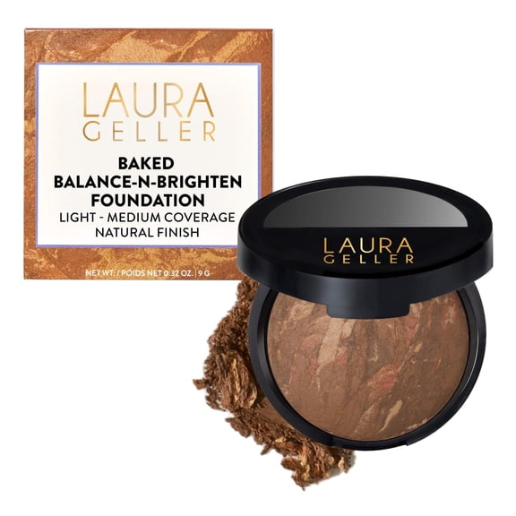 LAURA GELLER Baked Balance-n-Brighten Foundation, Award-winning weightless baked foundation; color-correcting to even tone. Made in Italy - Toffee
