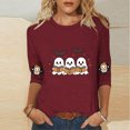 thumbnail image 2 of ZVAVZ Women's 3/4 Sleeve Halloween Tops Crew Neck Ghost Printed Tee Shirts Loose Fit Bat Graphic Tees Fashion Holiday T Shirt Wine XL, 2 of 6