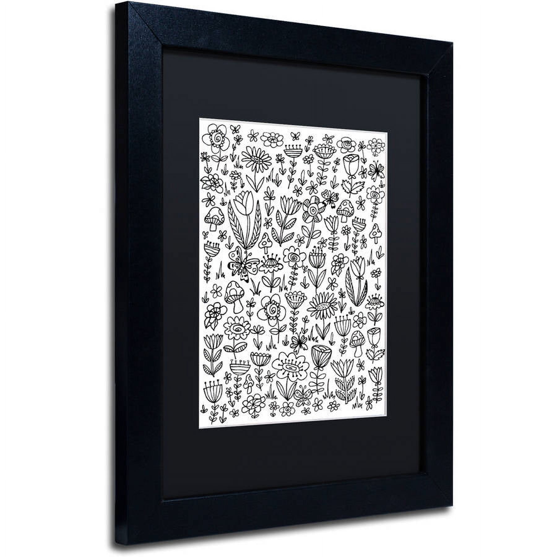 Trademark Fine Art "Small Flowers" Canvas Art by Elizabeth Caldwell, Black Matte, Black Frame