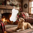 thumbnail image 4 of Snowy White Plush Pet Dog Christmas Stocking, Silver Snowflake Sequin Dog Christmas Stockings Large Bone Shape Faux Fur, Hanging Christmas Holiday Season Party Decor for Pets Dogs, 16in, 4 of 6