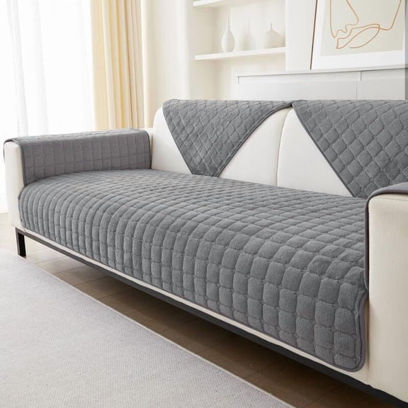 TOPCHANCES Soft Flannel Sofa Covers, Non-Slip Sofa Cushion Covers, L-Shaped 1 2 3 Seater Couch Cushion Slipcovers, Stretch Cushion Case Protector Replacement (Dark Grey, 70x70cm)