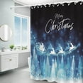 thumbnail image 2 of 72x72inch Merry Christmas Shower Curtain White Christmas Reindeer Sleigh Santa Claus Curtain for Bathroom Sparkly Dots Romantic Winter Night Dreamy Pine Forest Elk Bokeh Decor with Hooks, 2 of 6