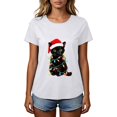thumbnail image 5 of Frostluinai Christmas Cats Shirts for Women Crew Neck Short Sleeve Funny Xmas Party Tee Shirt Daily Walking Casual Tops S-3XL, 5 of 6