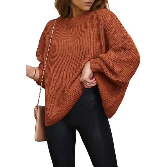 PRETTYGARDEN Women's Oversized Sweaters Sleeve Crew Neck Jumper Tops Chunky Knit Pullover Sweater