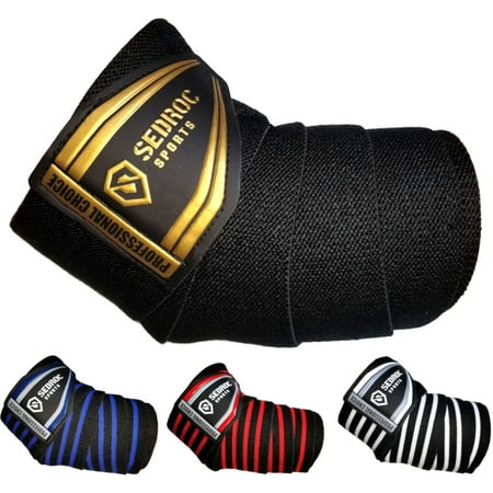 Sedroc Sports Professional Weight Lifting Elbow Wraps Powerlifting Support Sleeves -