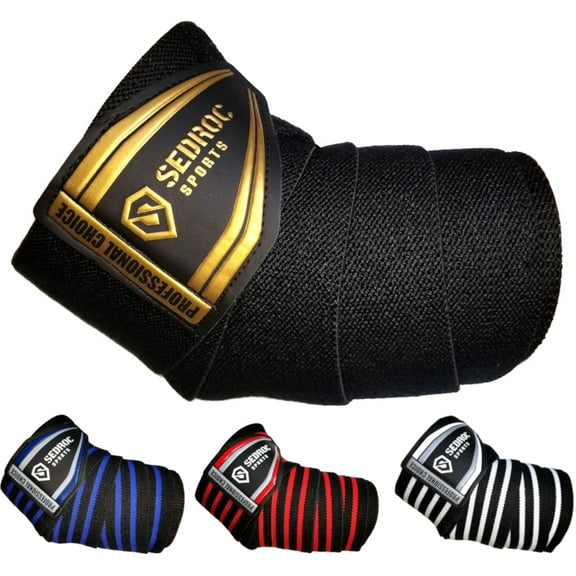 Sedroc Sports Professional Weight Lifting Elbow Wraps Powerlifting Support Sleeves - Pair