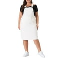 thumbnail image 2 of Agnes Orinda Women's Plus Size Jean Skirt Distressed Racerback Suspender Denim Overall Dress 3X White, 2 of 6