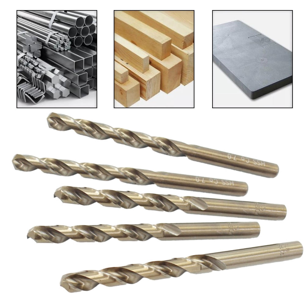 Leke 5PCS M35 Cobalt Metric Drill Bits for Hardened Stainless Steel / Metal - Set