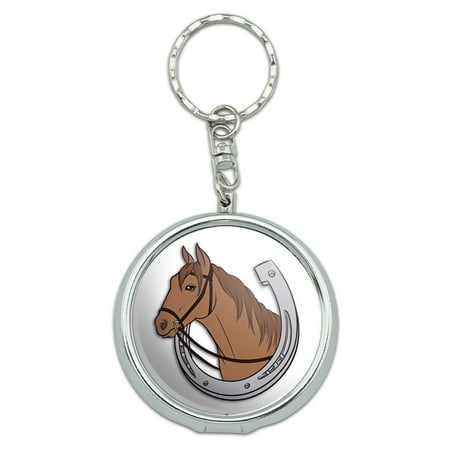 Brown Horse in Horseshoe Hoof Good Luck Bridle Portable Ashtray Keychain