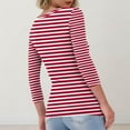 thumbnail image 3 of Mlqidk Tops for Women Trendy Casual 3/4 Length Sleeve Slim Fit Tops Fashion Boat Neck Knit Tshirts Striped Print Ribbed Pullover Outfits Hot Pink S, 3 of 4