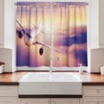 thumbnail image 2 of Ambesonne Aircraft Kitchen Curtains, Plane Above Sunset Clouds, 55"x30", Cream Peach and Mauve, 2 of 3