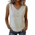 thumbnail image 2 of Xdegoge Womens Checkered Henley Tank Tops Sleeveless V Neck Shirt Partial Button Down Blouse Summer Casual Vest Classic Gingham Pattern Lightweight Fashion Tee Apparel, 2 of 7