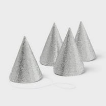 10ct 5" Glittered Party Hats Silver