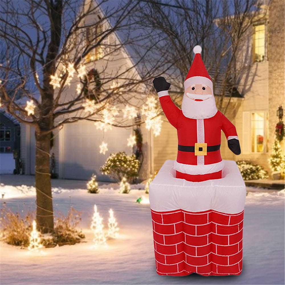 Christmas Inflatable Doll Lifting Chimney Santa Claus Decoration Light ...
