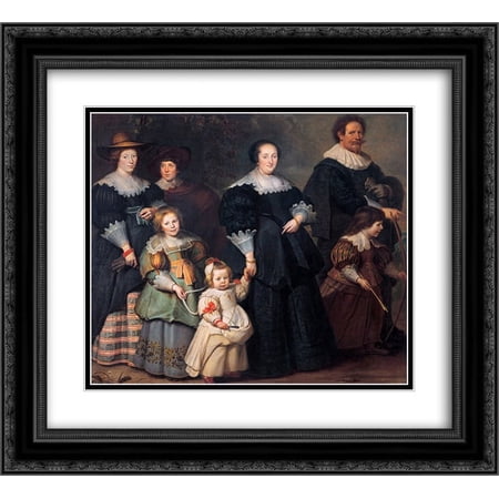 Cornelis de Vos 2x Matted 22x20 Black Ornate Framed Art Print 'Self-portrait of the Artist with his Wife Suzanne Cock and their Children'