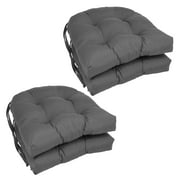 16-inch Solid Twill U-shaped Tufted Chair Cushions (Set of 4) - Steel Grey