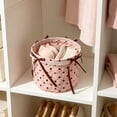 thumbnail image 7 of Hyknon Quilted Storage Basket, Cute Dots Cherry Roses Heart Prints Decorative Storage Boxs with Bow, Boho Car Organizer Bin, Round /Square Makeup Storage Basket for Women Bedroom Vanity Closet Home, 7 of 7