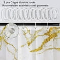 thumbnail image 6 of Marble Shower Curtain, Abstract Modern White and Gold Marble Shower Curtain Set for Bathroom Ink Texture Waterproof Polyester Fabric Bathroom Decor with Hooks, 72x84 Inch, 6 of 6