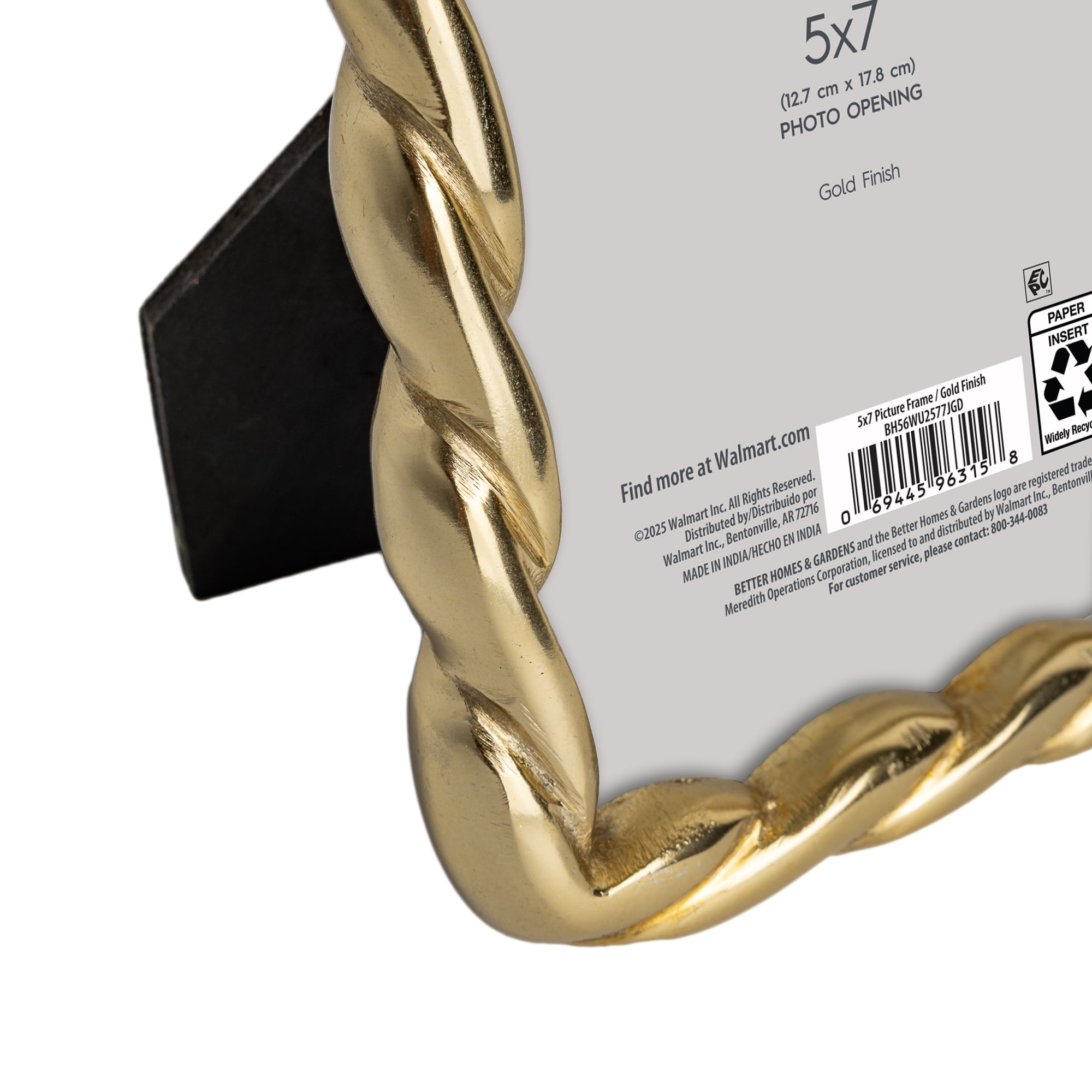 Better Homes & Gardens 5x7 Picture Frame – Gold Rope Metal Tabletop Photo Frame