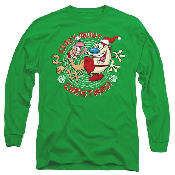 Ren & Stimpy Crazy About Christmas Unisex Adult Long-Sleeve T Shirt