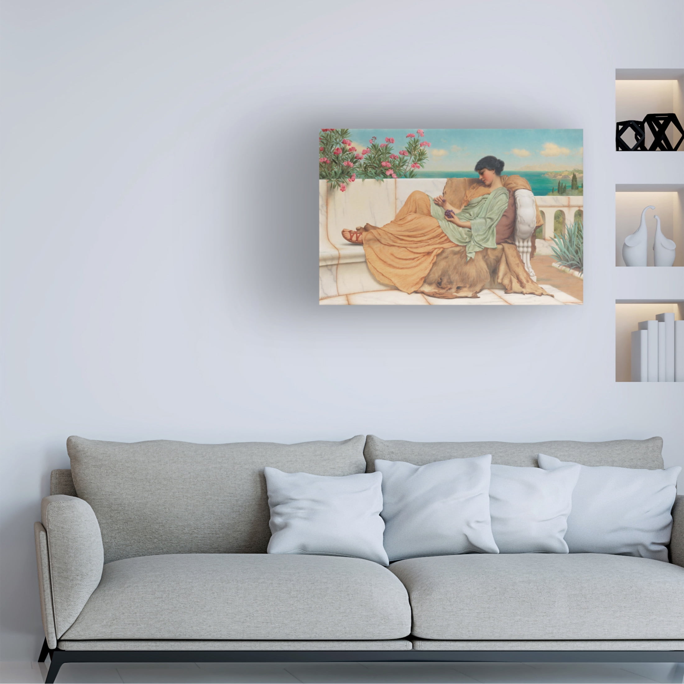 Canvas Wall Art - Masters Collection 'Sweet Idleness III John William Godward' Wall Art for Living Room, Bedroom, or Office Décor by Trademark Fine Art - 19 x 12 Inches
