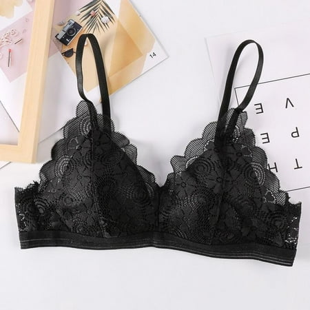 

[Clearance!]French Style Bras For Women Seamless Deep V Lace Bralette Wireless Thin Brassiere Female Underwear Lingerie Push Up Bra