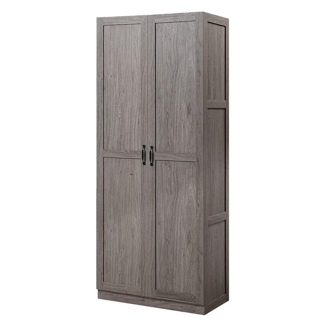Scranton & Co Gray 7-Cubby Storage Cabinet with Soft Close Hinge Design