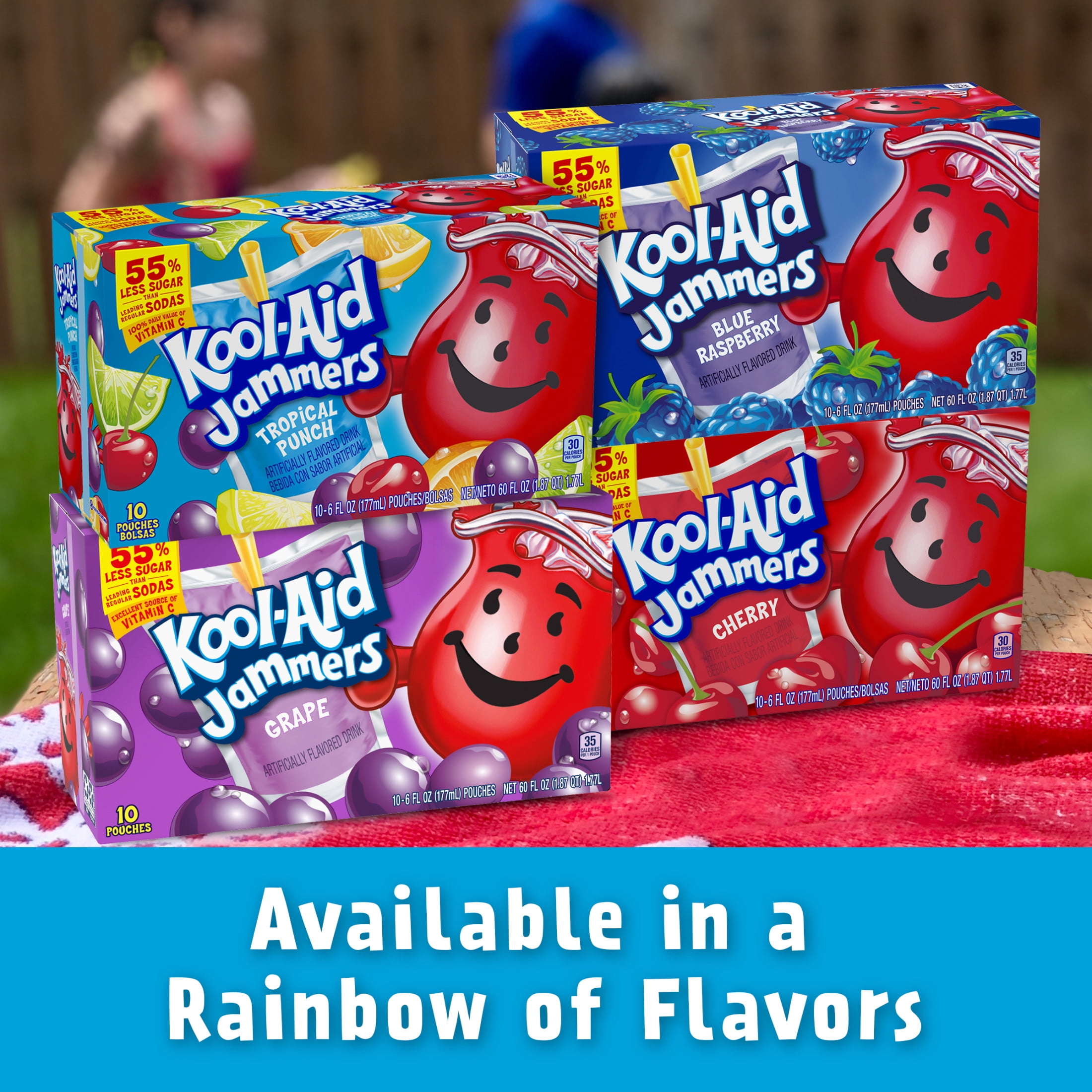 Kool Aid Jammers Tropical Punch Kids Drink 0% Juice Box Pouches, 10 Ct Box, 6 fl oz Pouches-Pack Of 4