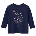 thumbnail image 2 of Cethrio Girls T Shirts, Crew Neck Casual Printed Summer 3/4 Sleeve Tops Navy Size 6, 2 of 4