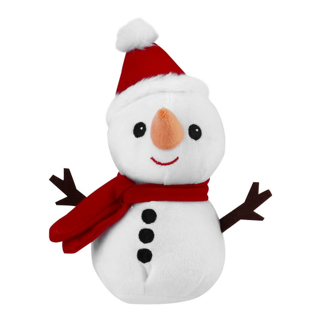 Muñeco de nieve de peluche, muñeco de peluche navideño, adorable decoración navideña (blanco)