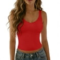 thumbnail image 2 of Ahabrexf Women's Summer Blouses Casual Sleeveless V Neck Solid Pullover Top for Women, 2 of 6