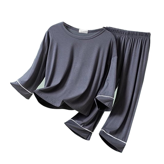 MIASHUI Ensemble de Pyjama T-Shirt à Manches Courtes et Pantalon pour Garçons, Décontracté, Gris Foncé, 8-9 Ans