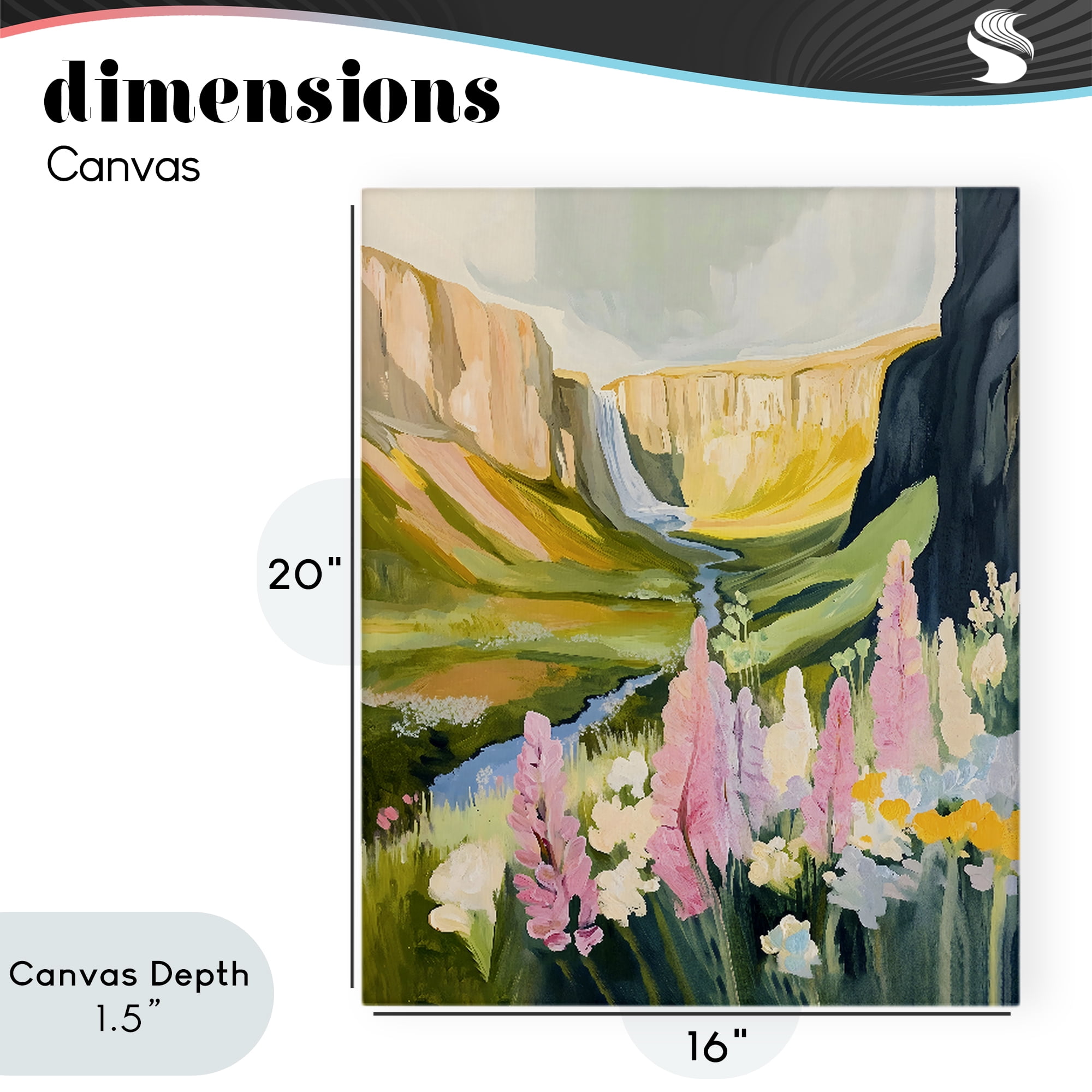 Stupell Industries Waterfall and Valley in Bloom Canvas Wall Art, design by The Prints Vibe