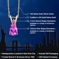 thumbnail image 2 of Gem Stone King 14K Yellow Gold Pink Created Sapphire Pendant Necklace for Women | 1.02 Cttw | Gemstone September Birthstone | Pear Shape 7X5MM | With 18 inch Chain, 2 of 6