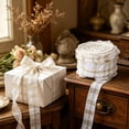 thumbnail image 5 of Plaid Pattern Fabric Ribbon Roll, Classic Checkered Wrapping Ribbon, Rustic Craft Ribbon for Flower Bouquet Gift Wrapping Holiday Party Home Decoration, Beige, 5 of 6