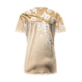 thumbnail image 5 of Womens Short Sleeve Tops Floral Print Summer T Shirts Round Neck Top with Lace Panel Dressy Casual Blouses Camisetas Para Mujer, 5 of 5