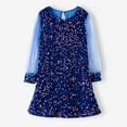 thumbnail image 2 of Atogsazn Baby Girls Squein Dress Toddler Loose Long Sleeve Dress Baggy Princess Clothes Fashionable Blue 6-9 Months, 2 of 7