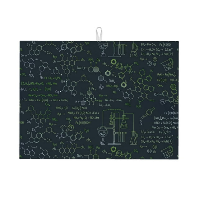Saiise Chemistry Formulas 2 Print Dish Drying Mat for Kitchen Ultra Absorbent Microfiber Dishes Drainer Mats Easy to Clean for Dishes Utensils and Countertops